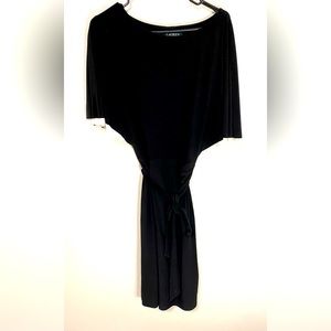 Ralph Lauren Black Stretchy Cocktail Dress with Flutter Sleeves